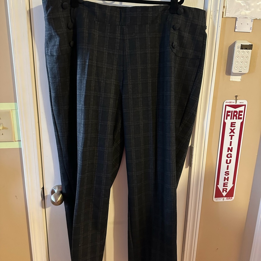 Ashley Stewart Black Plaid Women's Trousers